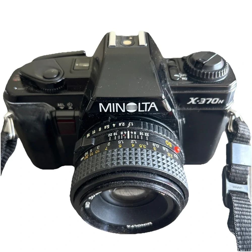 Minolta X-370n 35mm Film Camera MD 50mm f/1.7 Lens Auto Winder Grip READ As Is